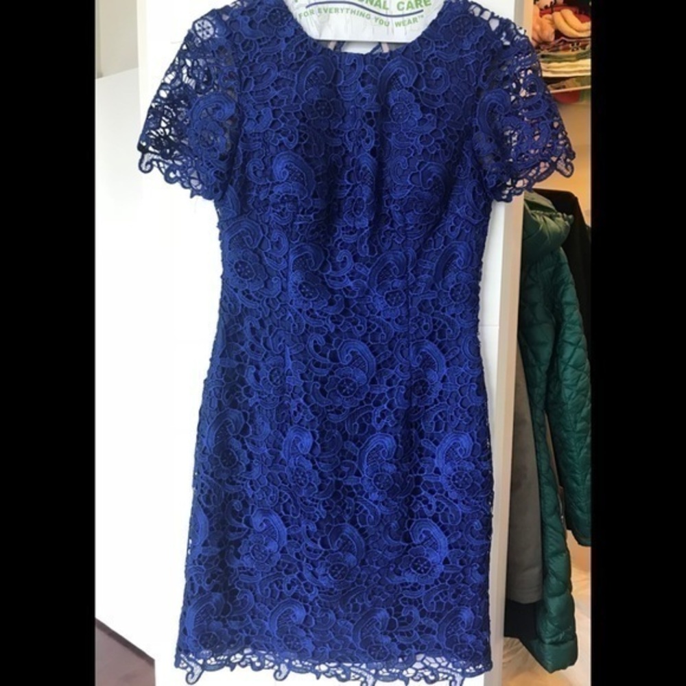 Aqua blue lace cocktail dress